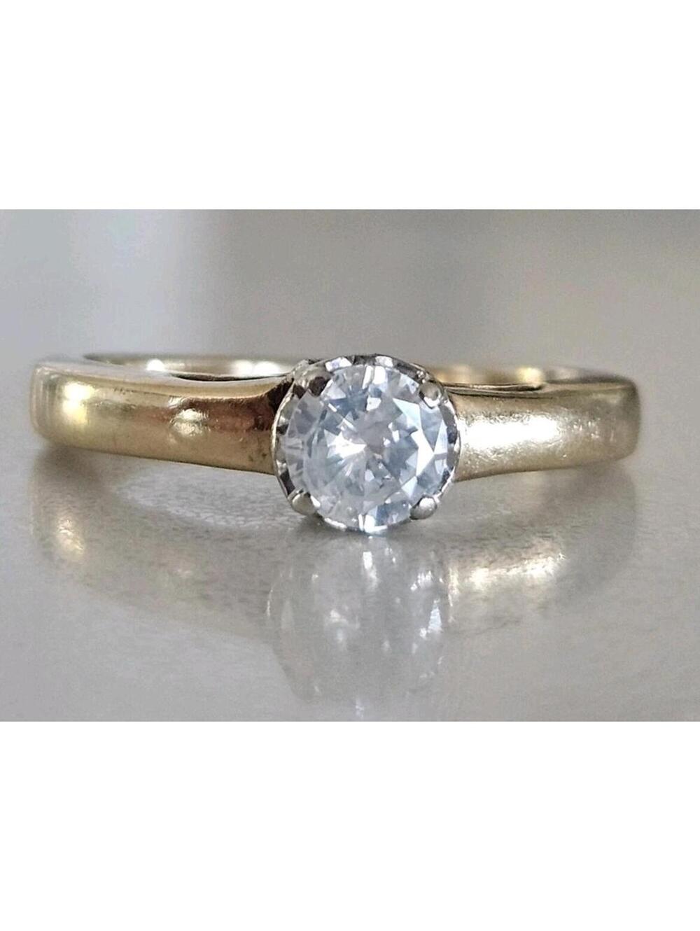 Vintage .3ct Natural Diamond Solid 10k White & Yellow Gold Engagement Ring
